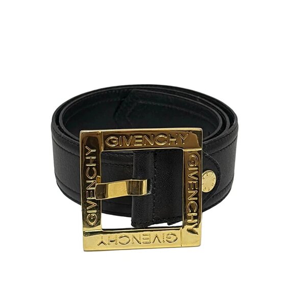 GIVENCHY - Black Gold Leather Hardware Belt 124-081125 - Picture 1 of 4